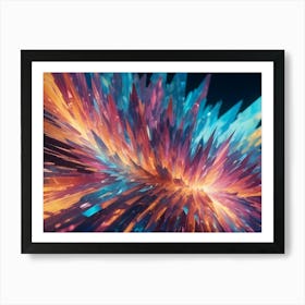 A Vibrant Abstract 3d Render Of Multicolored, Sharp, Angular Shards Exploding Outwards From A Central Point, Creating A Dynamic And Energetic Composition Art Print