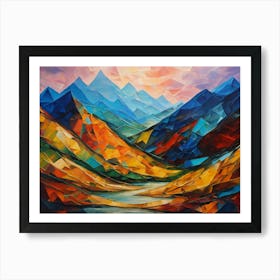 Abstract Mountain Landscape Painting Art Print