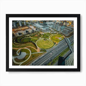 Park Portello in Milan. Aerial photography Art Print