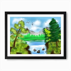 Landscape Painting Digital Art Artwork Art Print