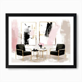 Gold And Black Living Room 2 Art Print