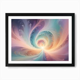 Abstract Image Of Swirling, Feathery Shapes In Shades Of Blue, Purple, And Orange, Creating A Sense Of Movement And Flow Art Print