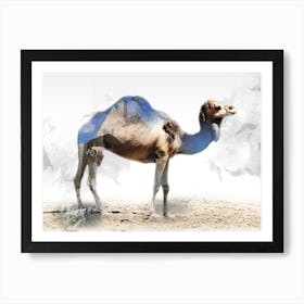 A Camel Art Illustration In A Photomontage Style 02 Art Print