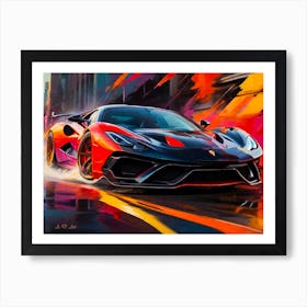 Ferrari Super Sportscar Drive - Abstract Color Painting Art Print