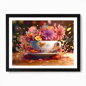 Cup Of Flowers Art Print