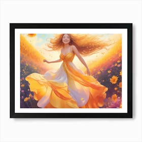 Girl In A Yellow Dress Art Print