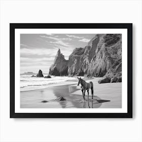 A Horse Oil Painting In Pfeiffer Beach California, Usa, Landscape 4 Art Print