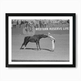 High School Horse And His Owner Trainer At The Rodeo Of The San Angelo Fat Stock Show, San Angelo, Texas By Russell Lee Art Print