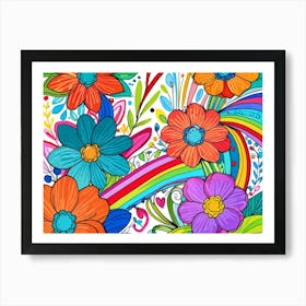 Rainbow Flowers Art Print