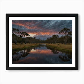 Sunset Over A River 2 Art Print