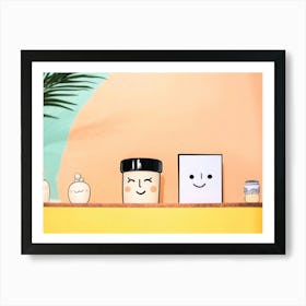 Smiling Faces Cream Tubs Art Print