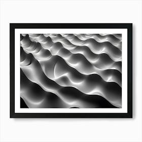 Abstract Image Of A Smooth, Undulating Surface Resembling Waves Or A Liquid, In A Metallic Silver Color Art Print