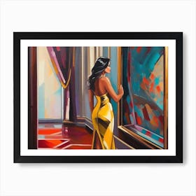 Woman In Yellow Dress Art Print