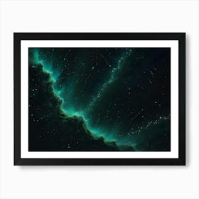 A Nebula In Space With A Green Glow And A Scattering Of Stars In A Dark, Vast Expanse Art Print