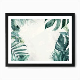 Watercolor Tropical Leaves Background Art Print