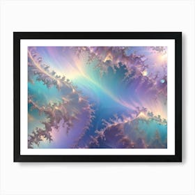 Abstract, Swirling, And Ethereal Image Of Pale Blue And Purple Clouds With Hints Of Gold And Silver Against A Sky Like Background Art Print