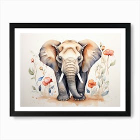 Elephant Floral In The Wild Art Print