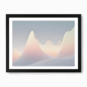 Abstract 3d Rendering Of Stylized Mountains In Soft Pink And Yellow Hues, Creating A Dreamy And Minimalist Landscape Art Print