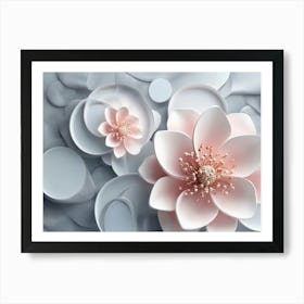 3d Lotus Flower with Circles Art Print