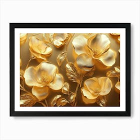 Gold Flowers 15 Art Print