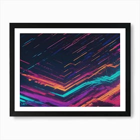 Abstract Artwork With Vibrant, Colorful Lines And Shapes, Suggestive Of A Futuristic Or Digital Landscape Art Print