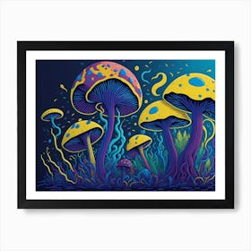 Neon Mushrooms 7 Art Print