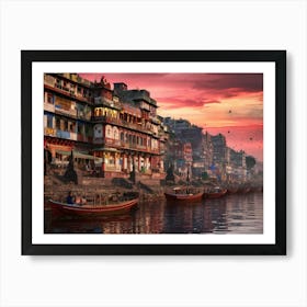 Sunrise On The Ganges Art Print