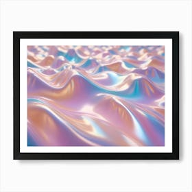 Abstract Image Of A Three Dimensional, Wavy Surface In Shades Of Pink, Blue, And White Art Print