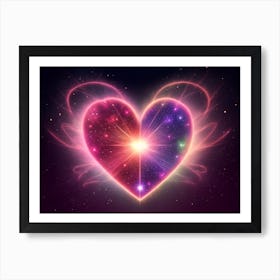 A Colorful Glowing Heart On A Dark Background Horizontal Composition 5 Art Print