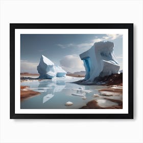 Floating Icebergs On A Desert Art Print