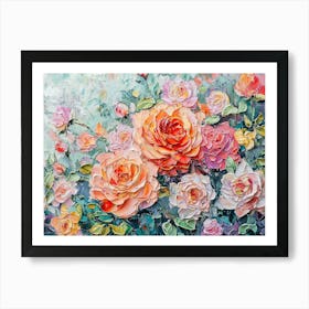 Soft Colos Painting Of Beautiful Roses Art Print