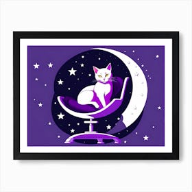 Cat On The Moon, vector art 6 Art Print