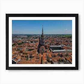 Beautiful church in the center of Novara. Italy. Drone photography Art Print