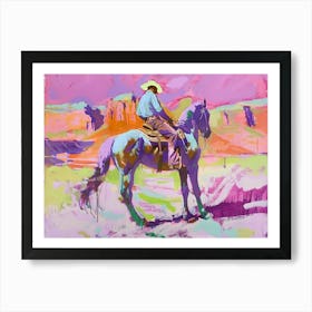 Neon Cowboy In Red Rock Canyon Nevada 1 Painting Art Print