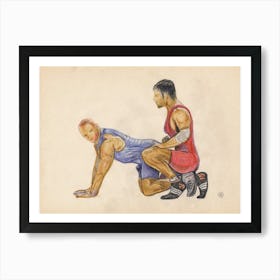 Wrestlers Drawing sport men Art Print