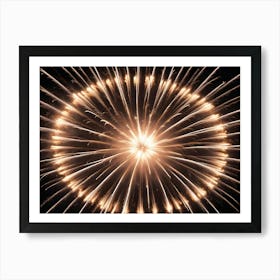 Abstract Image Of A Burst Of Golden Fireworks Against A Dark Night Sky Art Print