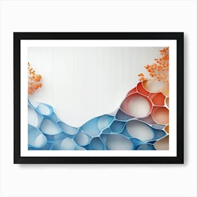 Smooth Blue And Gradient Red Curves Intertwine On A White Canvas With A Glossy Art Print