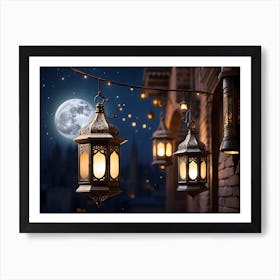 Ramadan Islamic Lanterns at night Art Print