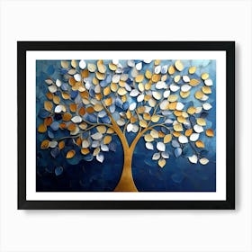 Colorful Tree With Leaves On Hanging Branches Illustration Background 9 Art Print