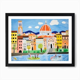 Florence Italy Cute Watercolour Illustration 8 Art Print