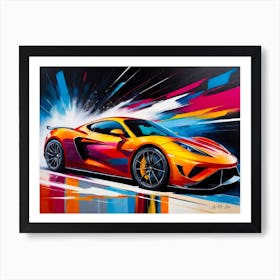 Super Car Side View - Color Explosion Painting Art Print