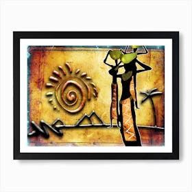 Tribal African Art Illustration In Painting Style 128 Art Print