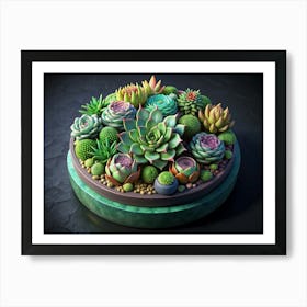 Variety Of Succulents In A Circular Arrangement Art Print