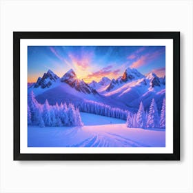 Snowy Mountainscape Art Print