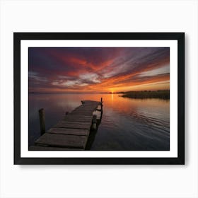 Sunset Over A Dock Art Print
