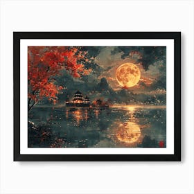 Full Moon Over Water Art Print