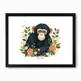 Little Floral Bonobo 3 Poster Art Print