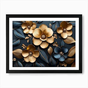 Gold Flowers 12 Art Print