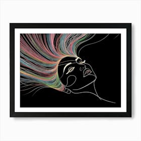 Portrait Of A Woman With Colorful Hair 1 Art Print
