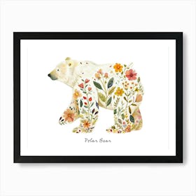 Little Floral Polar Bear 3 Poster Art Print